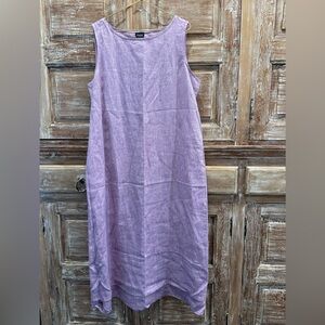 Eileen Fisher 100% Linen Purple Sleeveless Lightweight Maxi Dress Sustainable